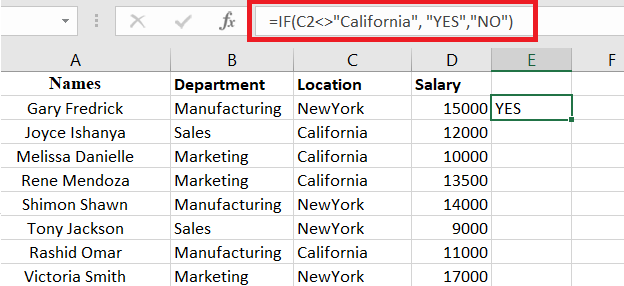 Excel brackets with the complete formula