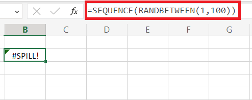 Example of spill error when Spill Range is unknown