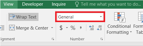 Select the "General' drop-down option for the new dates.