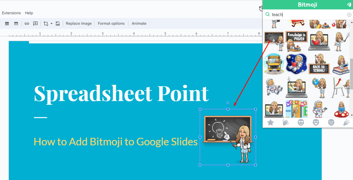 How to drag and drop a Bitmoji to Google Slides