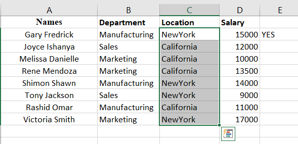 Excel cells with already inputted data that's ready to be formatted