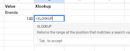 Type the XLOOKUP function