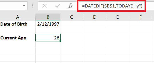 Example Results from the age calculator