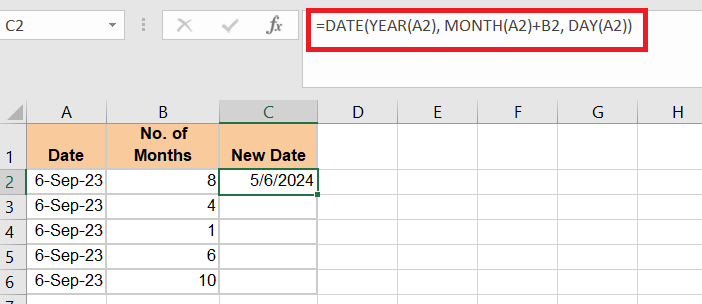 Results of the DATE formula