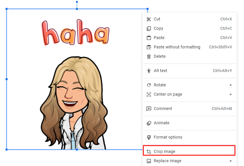 How to crop an image on Google Slides