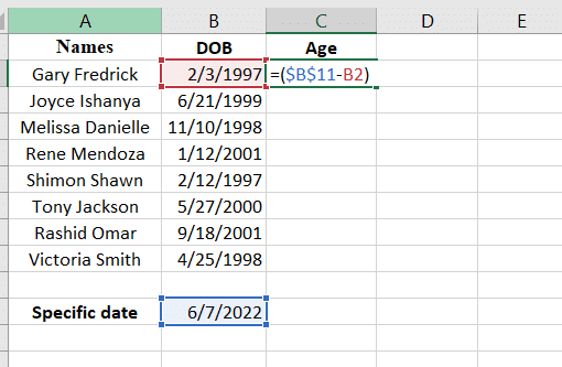 How to calculate age from a specific date instead