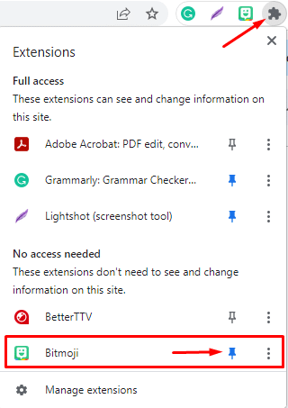 How to activate the Bitmoji extension