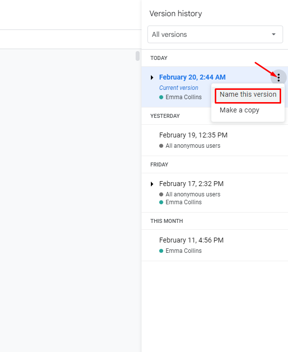 Google Docs—name this version