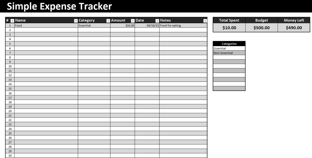 Expense report template for Excel—Simple tracker