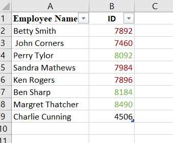 Example worksheet with custom formatting still remaining