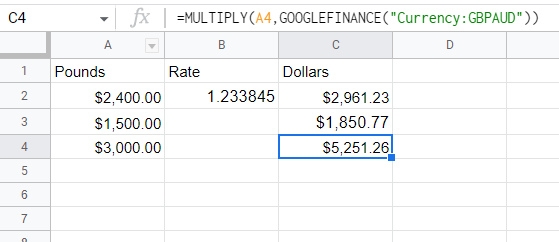 Converting GBP to AUD or USD