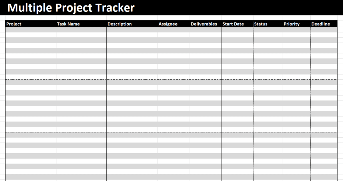 Simple Multiple Project Tracking Template for Excel