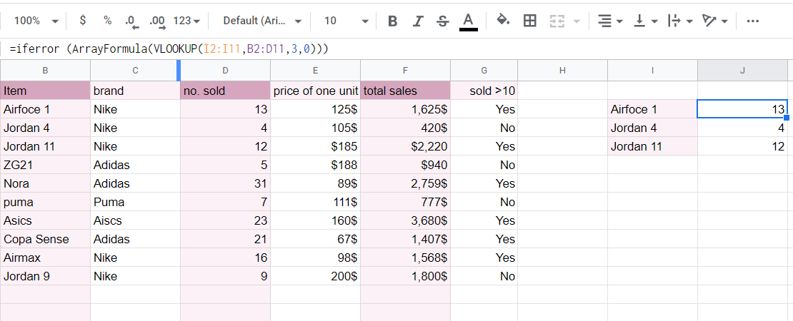 IFERROR and ARRAYFORMULAS in Google Sheets