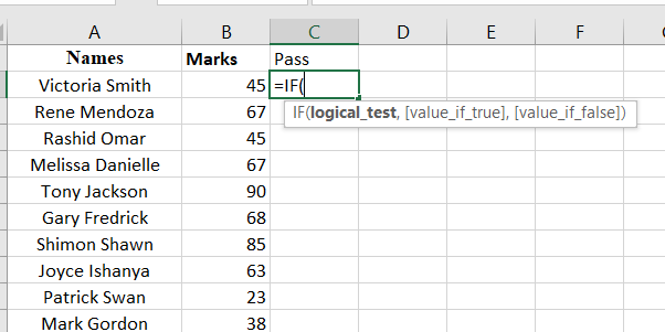 How to start the IF function