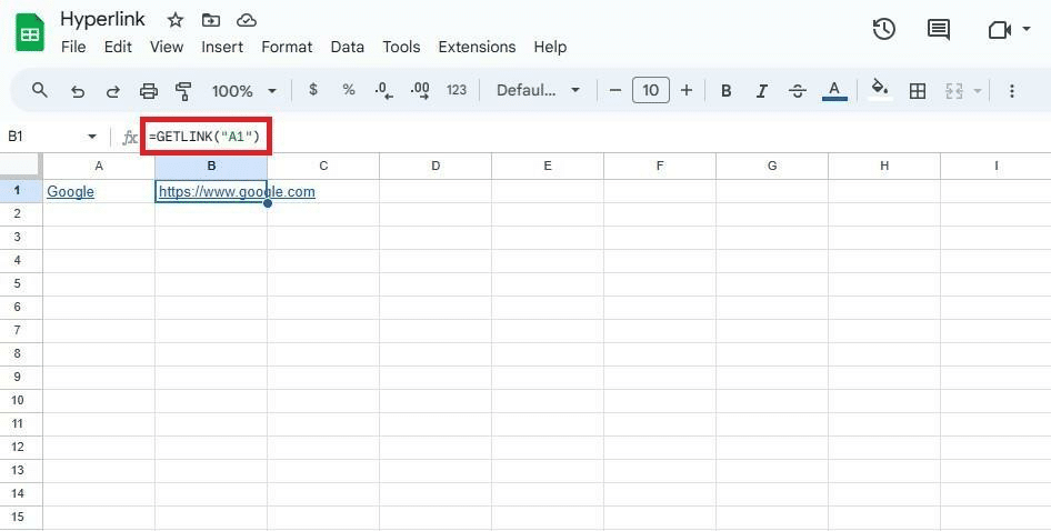 GETLINK URL extractor in Google Sheets