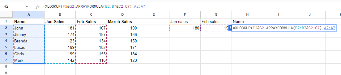 Select the column you want to return the value from.