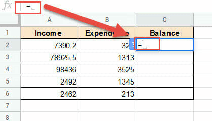 Add equal to sign in the cell