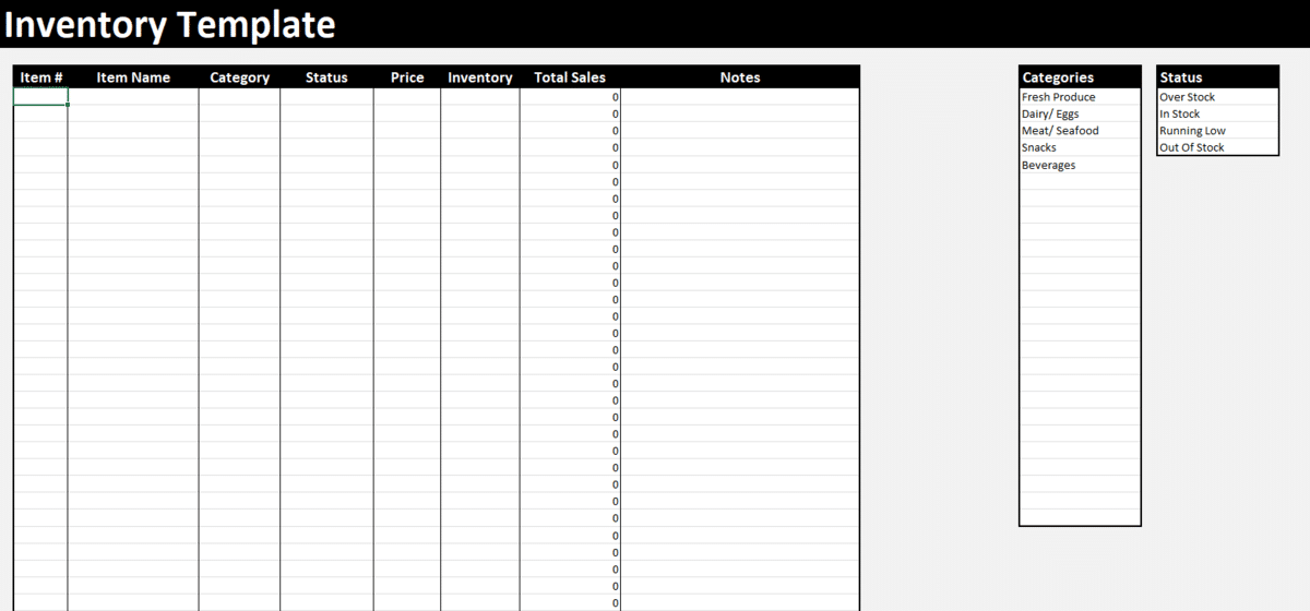 Excel inventory template—small business