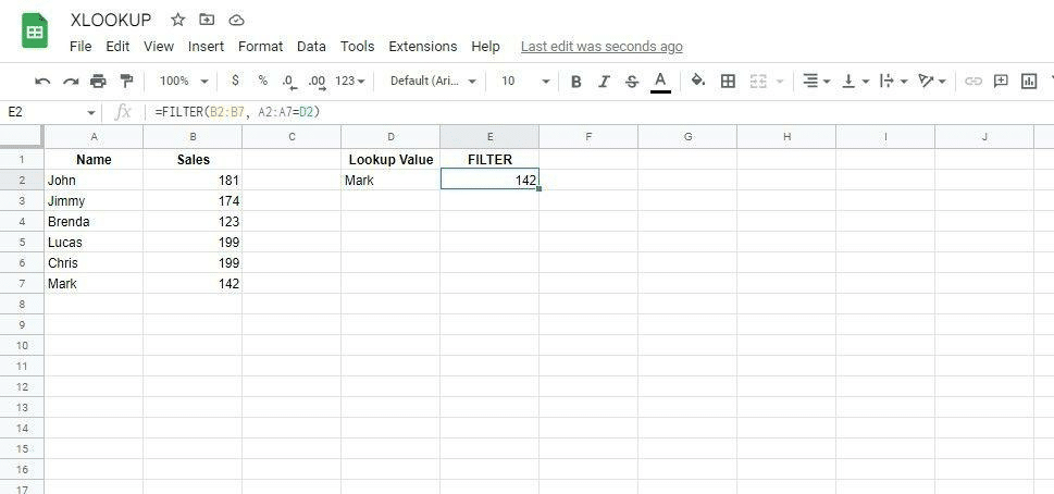 Using the FILTER formula