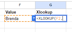 Select the cell with the lookup value. In our case that is cell F2.