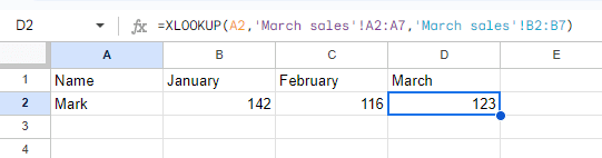 Results for XLOOKUP across multiple sheets