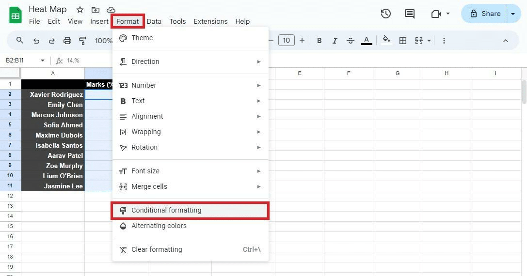 Open Format and Conditional formatting