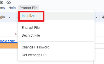 Go to the “Protect file” menu and click on initialize