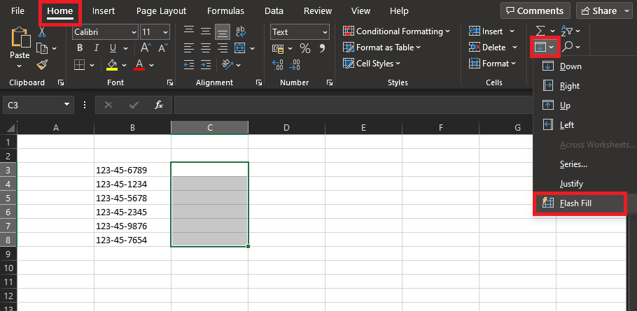 How to use the Flash Fill method in Excel