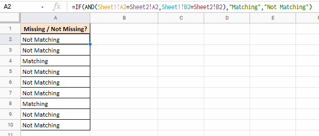  Compare Two Sheets in Google Sheets