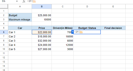 cell reference for the formula