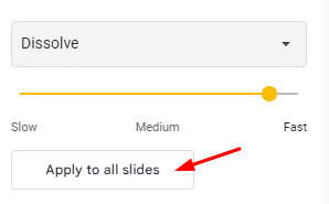 How to apply a transition to all slides on Google Slides