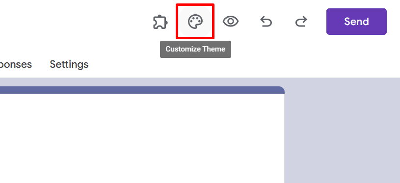 The "Customize Theme" button in Google Forms