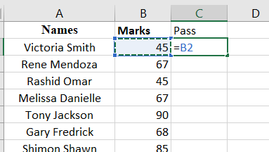 Greater than or equal to in Excel—Start the formula