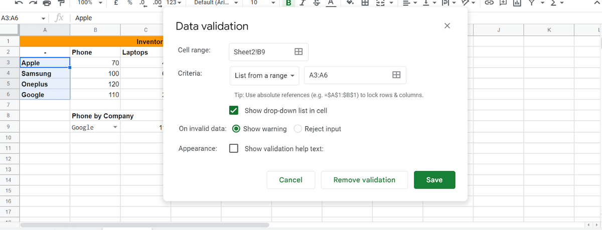 Add data validation