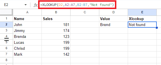 Results for XLOOKUP "if not found"