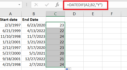 Drag the formula to other cells to apply it to them