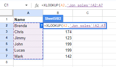 Go to the first sheet and select the range to look into.