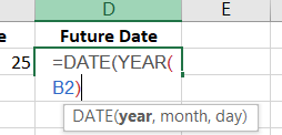 Add the cell with the date of birth in it to the formula