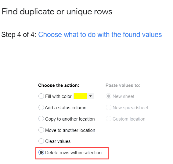 Select Delete rows within selection