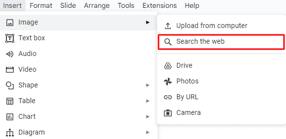 How to insert images from the web in Google Slides