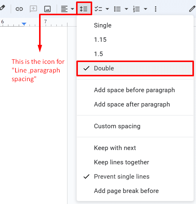 Double-spacing option in the toolbar