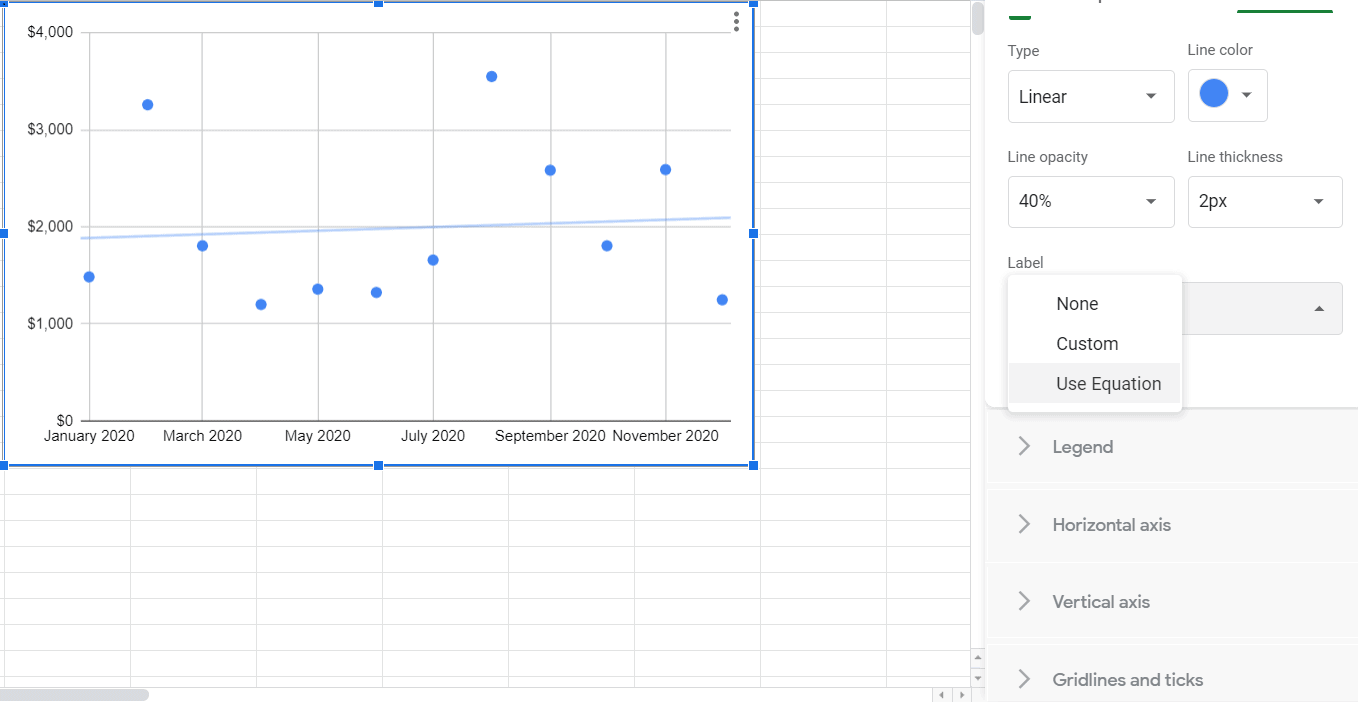 find a slope on google sheets