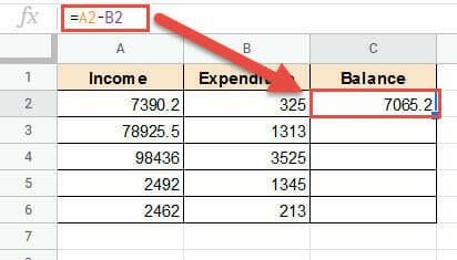 Subtraction using operation