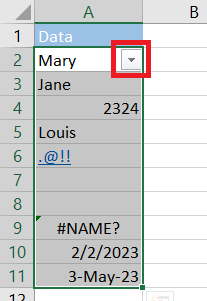 Go to the filter dropdown for the column you want to count text in.