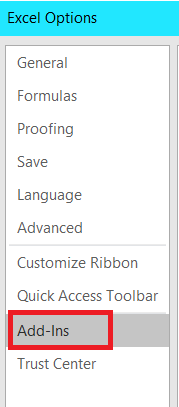 Go to File> Options and select Add-ins in the sidebar