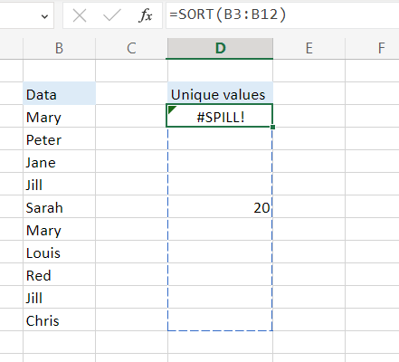 #SPILL error when the Spill Range isn't Blank in Excel