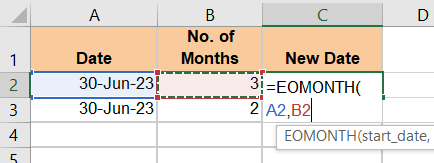 Select the cell with the number or months