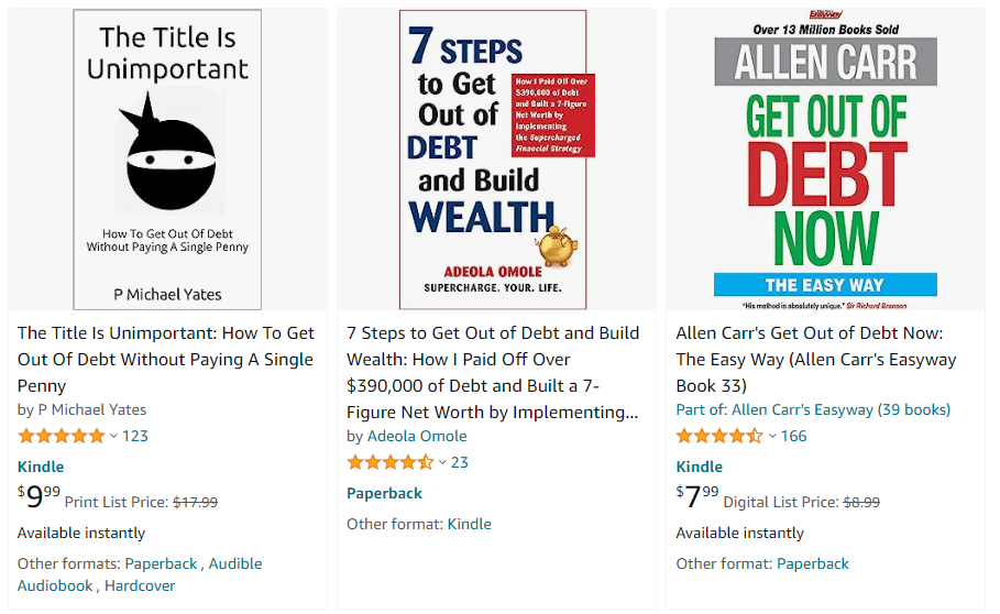 Examples of debt removal finance books