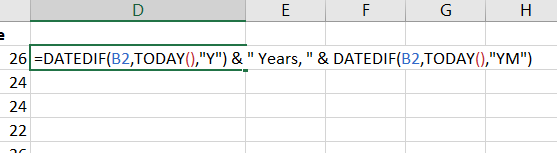 Add a second datedif function with months