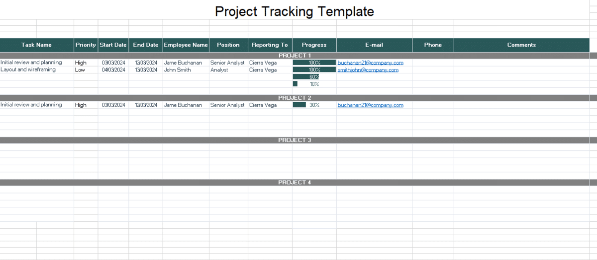 project tracker template